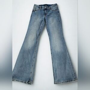 Aeropostale Mid Rise Flare Jeans Size 0 Reg Light Wash Stretch